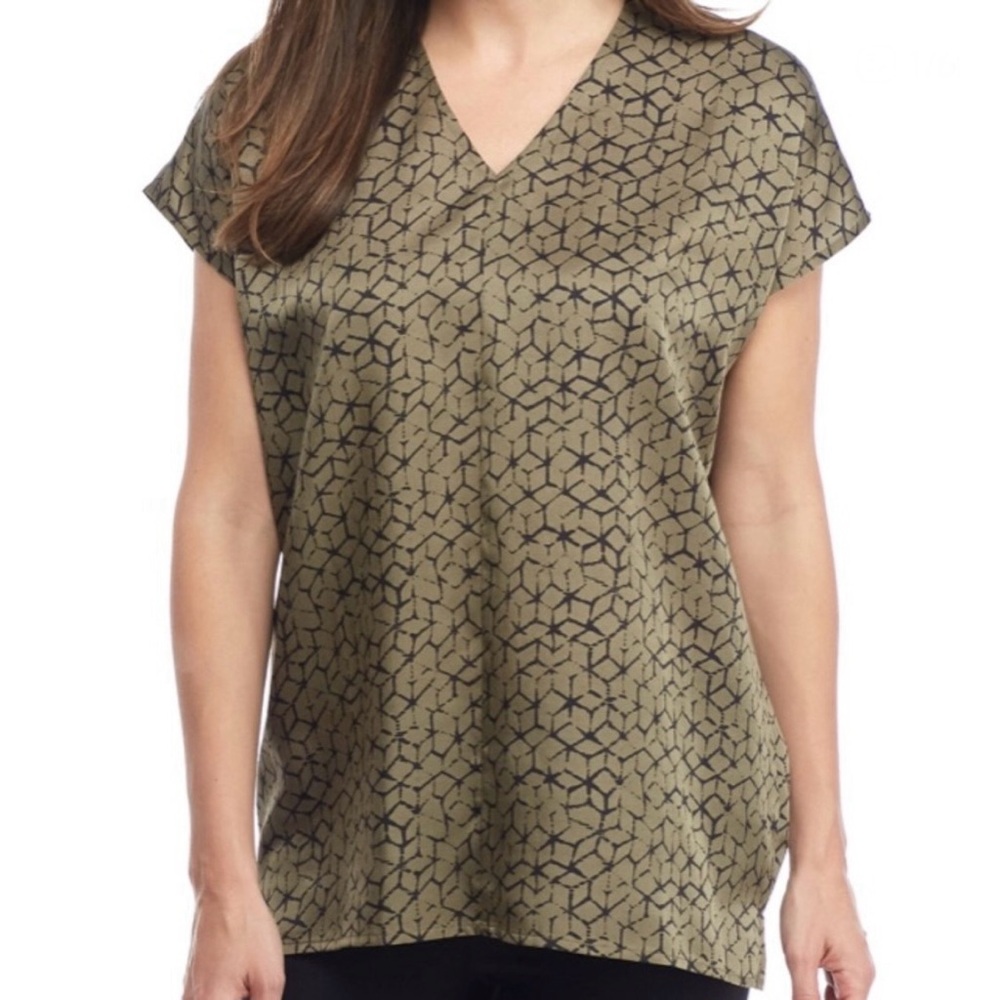 Eileen Fisher Mosaic Silk Organic V Neck Top